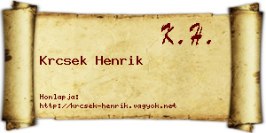 Krcsek Henrik névjegykártya